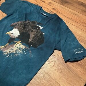 Vintage Optima Teal Bald Eagle‎ Carl Brenders Graphic T-Shirt Men XL Las Vegas